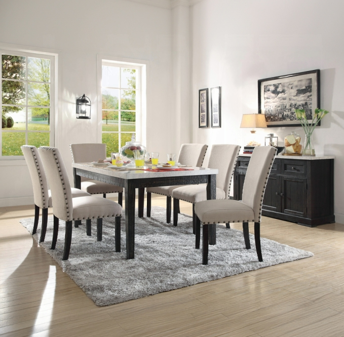 Including: Dining Table and 6 side chairs.